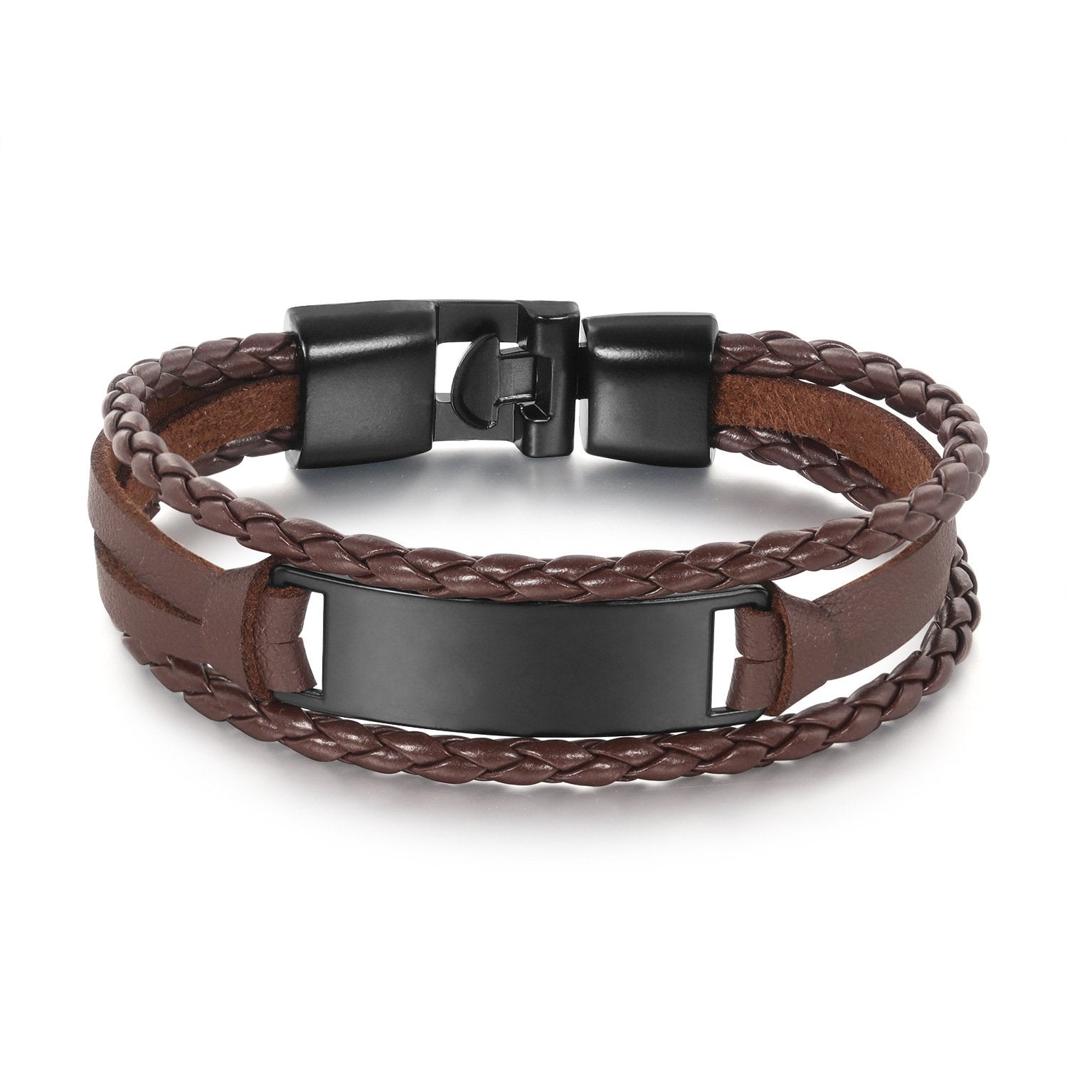 Brown leather black buckle
