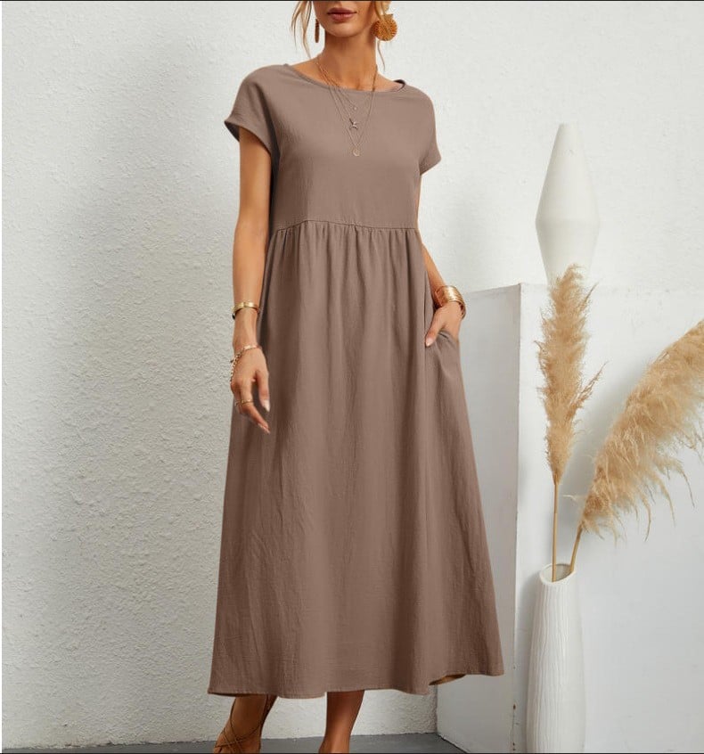 🔥 Last Day Promotion 49% OFF 🔥Women's Short Sleeve Cotton And Linen Dress- Buy 2 Free Shipping