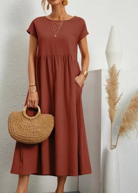 🔥 Last Day Promotion 49% OFF 🔥Women's Short Sleeve Cotton And Linen Dress- Buy 2 Free Shipping