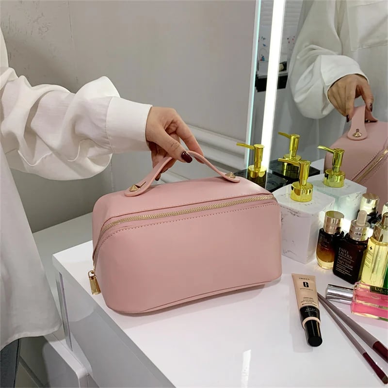 [45% OFF]Premium Leather Makeup Organizer Bag