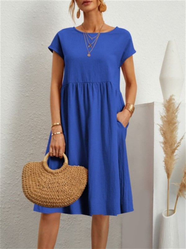 🔥 Last Day Promotion 49% OFF 🔥Women's Short Sleeve Cotton And Linen Dress- Buy 2 Free Shipping