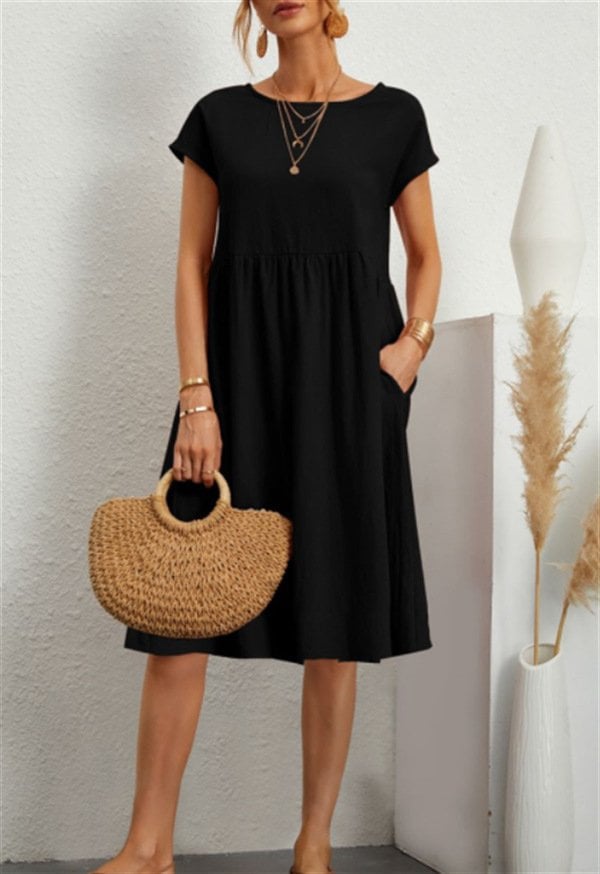 🔥 Last Day Promotion 49% OFF 🔥Women's Short Sleeve Cotton And Linen Dress- Buy 2 Free Shipping