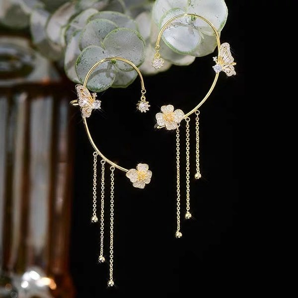 Summer Hot Sale 49% OFF✨Butterfly Tassel Style Zircon Earrings | Perfect Gift🎁