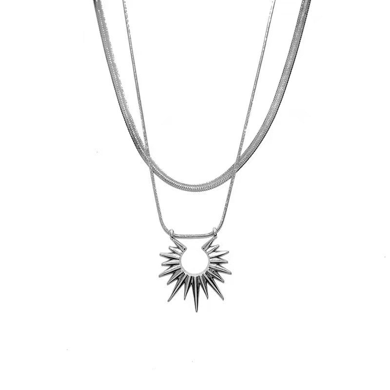 Double-Layer Sunflower Snake Chain Necklace