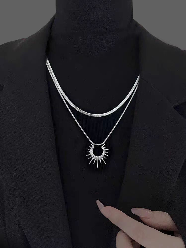 Double-Layer Sunflower Snake Chain Necklace
